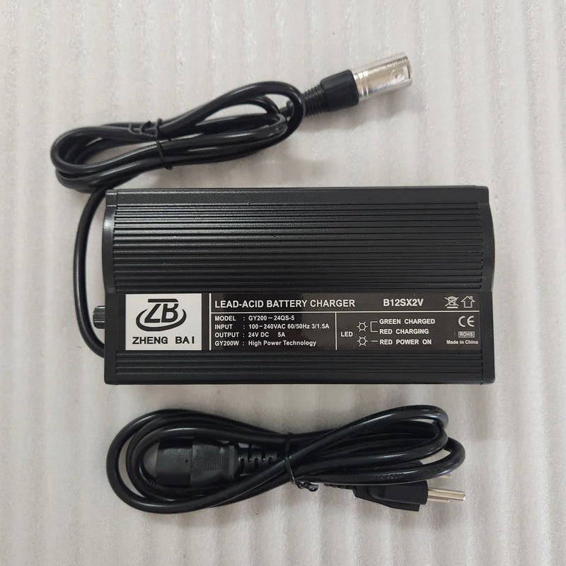 24V 5.0A Lead Acid Battery Charger (3 - Prong XLR Plug) Universal - evcustom