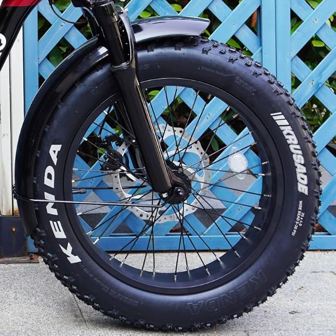 Fat Bike Front Wheel 20''x4.0 Assembly with Tyre and Hub and Spokes Black Alloy Aluminum Snow Bicycle Folding Fatbike Wheel Assembly 20 Bolt On