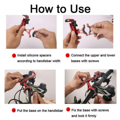Black Aluminum Alloy Anti - slip Motorbike Bracket GPS Clip Universal Phone Stand for All Smartphones - evcustom