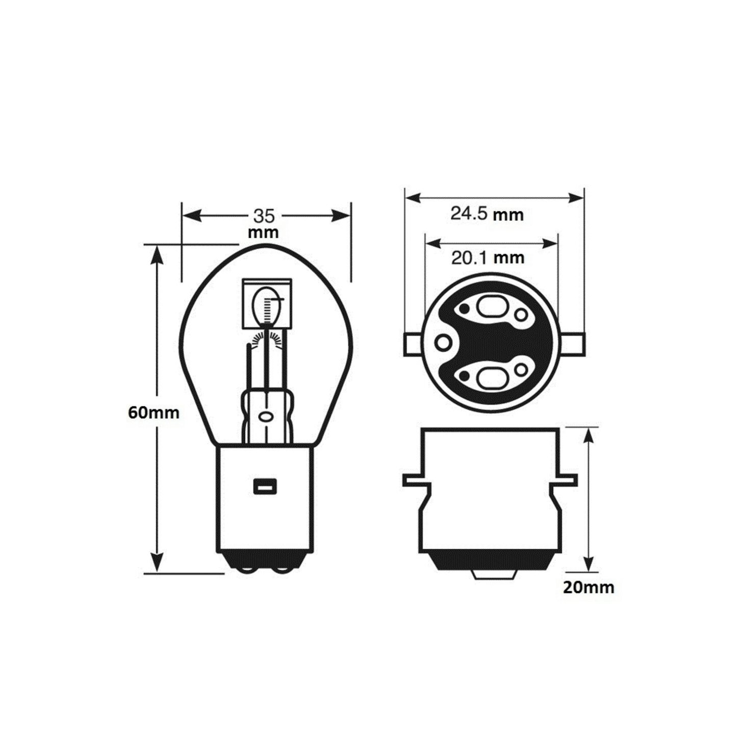 BULB Head Light 48 Volt, 55 Volt, 56 Volt 25 Watt - Universal Replacement - evcustom
