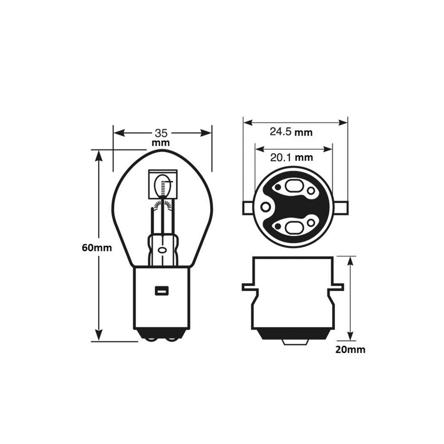 BULB Headlight 12V 25W Replacement for E - Bikes - Universal - evcustom