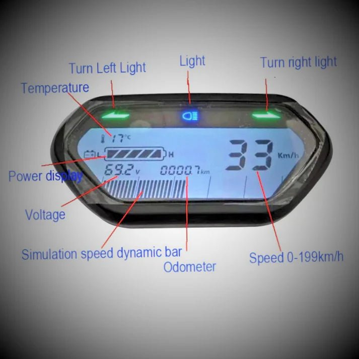 E - Bike Display - Compatible with All E - Bikes - 48 / 60 Volts - evcustom
